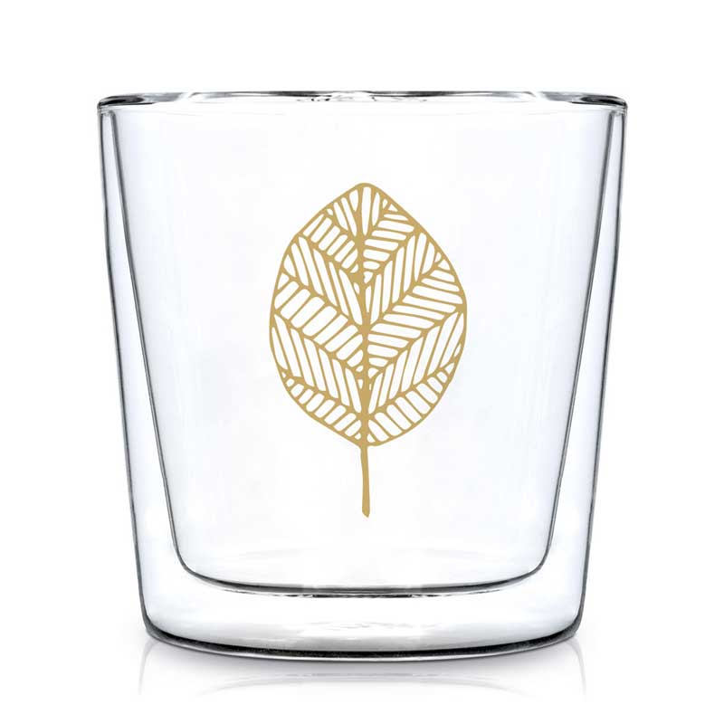 Pure Gold Leaves - Double wall Trend Glas von PPD