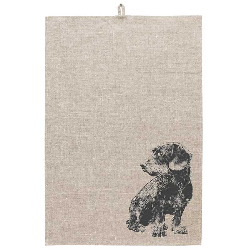 "Dackel anthrazit" - Geschirrtuch aus Leinen von Frohstoff