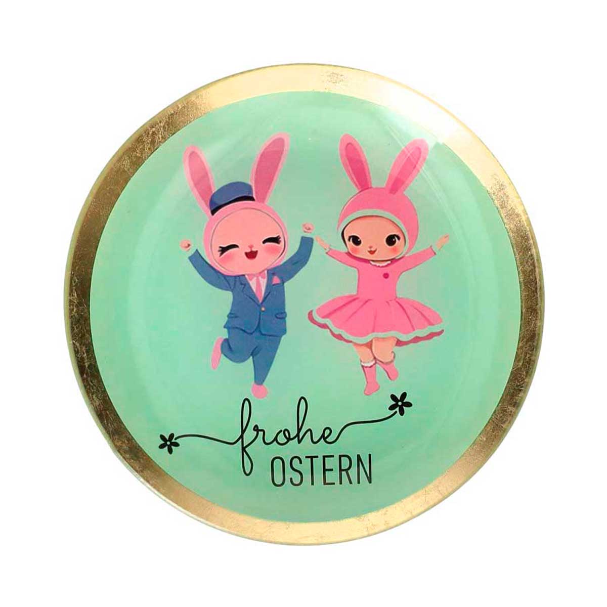 Love Plates - Glasteller "Frohe Ostern mint"  von Gift Company