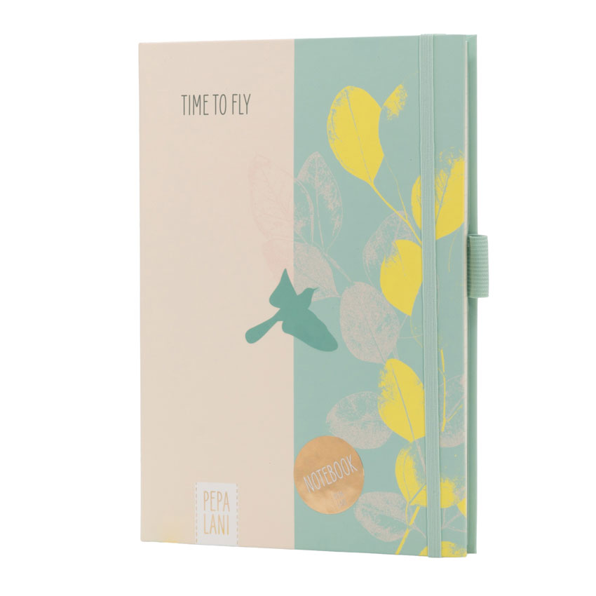 Notizbuch / Notebook "Time to fly - Vogel grün", Format DIN A5 von Pepa Lani® 