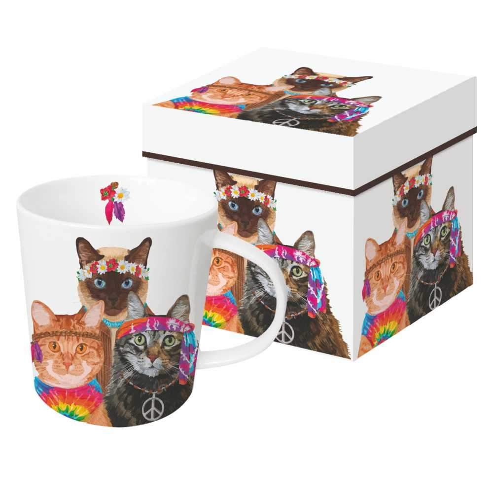 "Groovy Cats" / Trend Mug, große Porzellantasse "Groovy Cats" / Trend Mug, große Porzellantasse