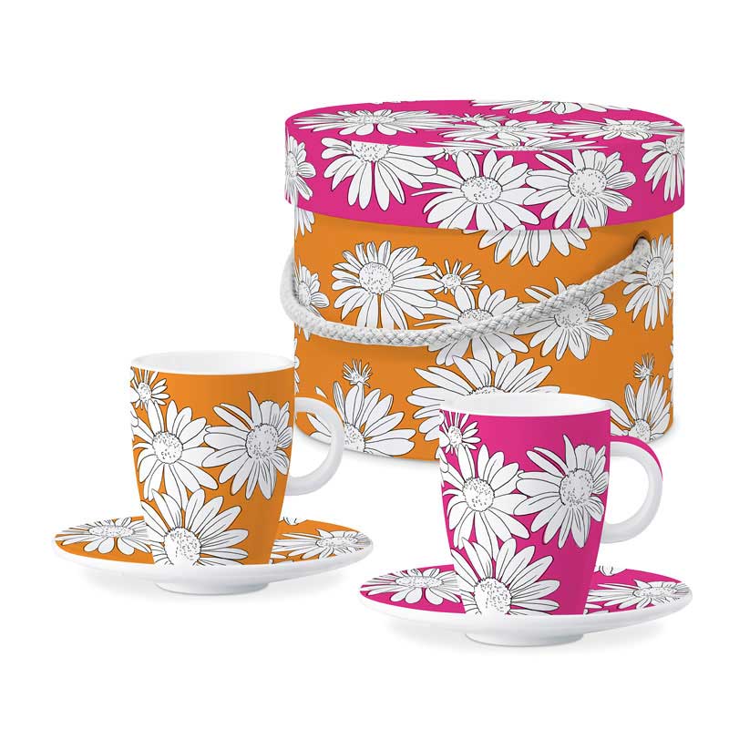 "Peggy pink & orange" - 2er Espresso Tassen Set von PPD