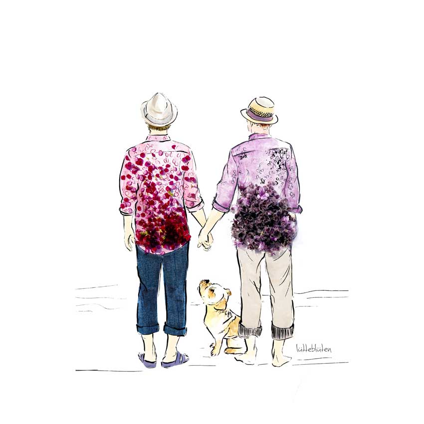 Grußkarte / Kunstkarte "Love is Love" von Lütteblüten 