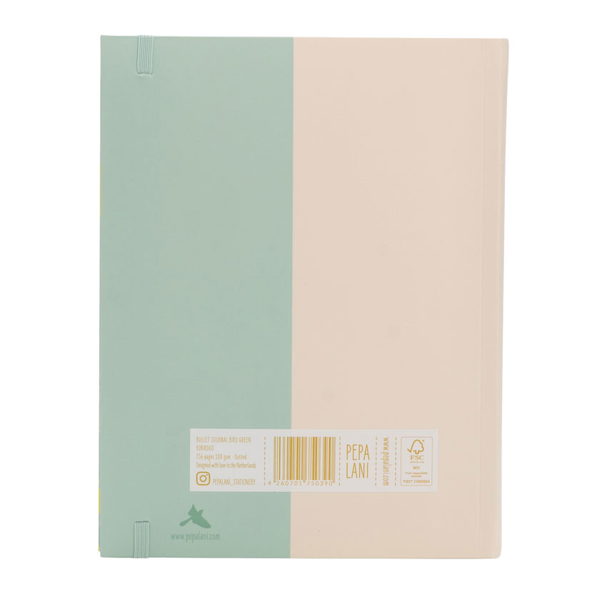 Bullet Journal "Green Bird", Format DIN A5 von Pepa Lani®