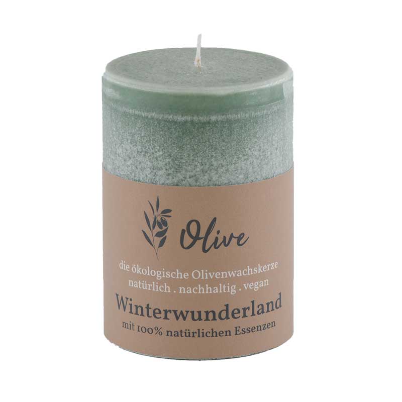 Winterwunderland / Olivenwachs Duftkerze mit 100% reinen Essenzen - von Schulthess Kerzen