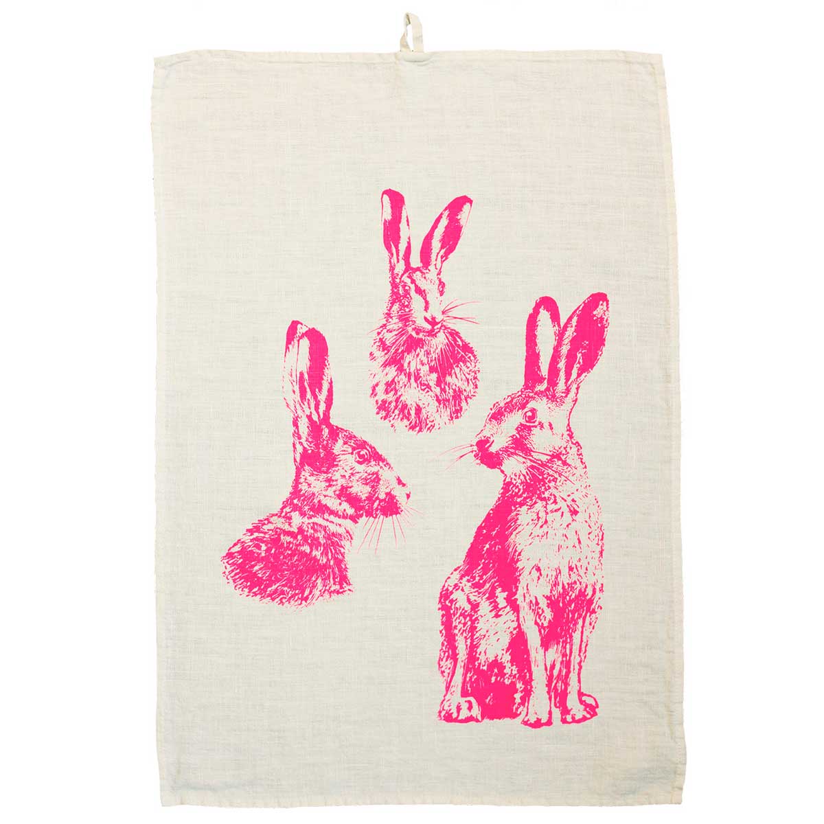 "Hasentrio neonpink" - Geschirrtuch von Frohstoff