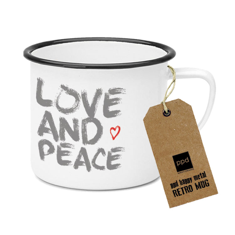 "Love & Peace"  Happy Metal Mug von PPD