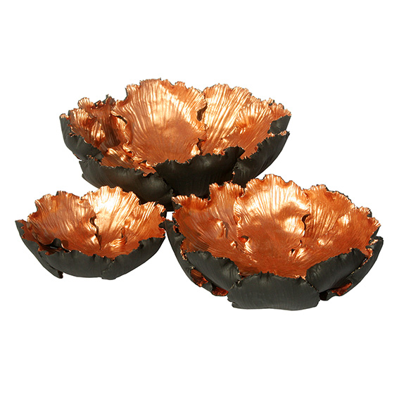 Tulpenschale aus Keramik - Farbe schwarz kupfer