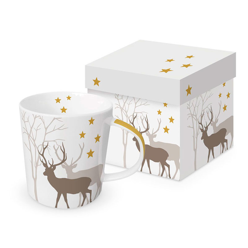 "Winter Deers white" -  Trend Mug und Geschenkebox von PPD 