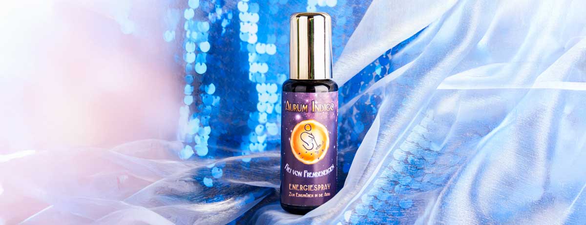 urum Indigo Energiespray – energetisches Raumspray zur Reinigung und Harmonisierung der Aura, löst Fremdenergien und fördert innere Ruhe, Lichtschutz und Klarheit.
