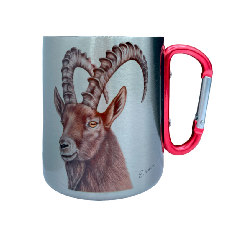 Steinbock / die Edelstahltasse mit Karabinerhaken - von 5 Valleys 