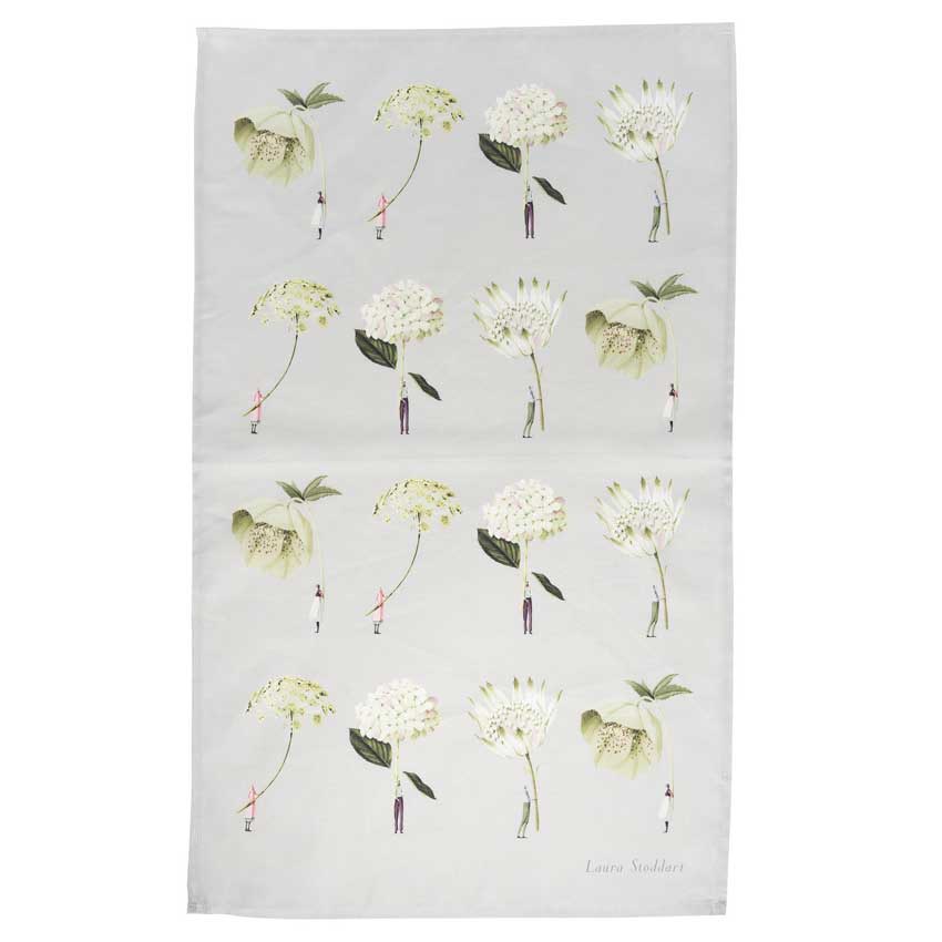 "GREEN FLOWERS - IN BLOOM" - Geschirrtuch von Laura Stoddart