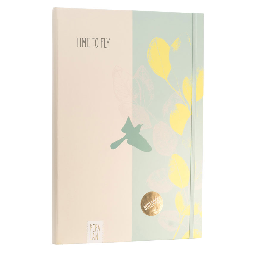Notizbuch / Notebook "Time to fly - Vogel grün", Format DIN A4 von Pepa Lani® 
