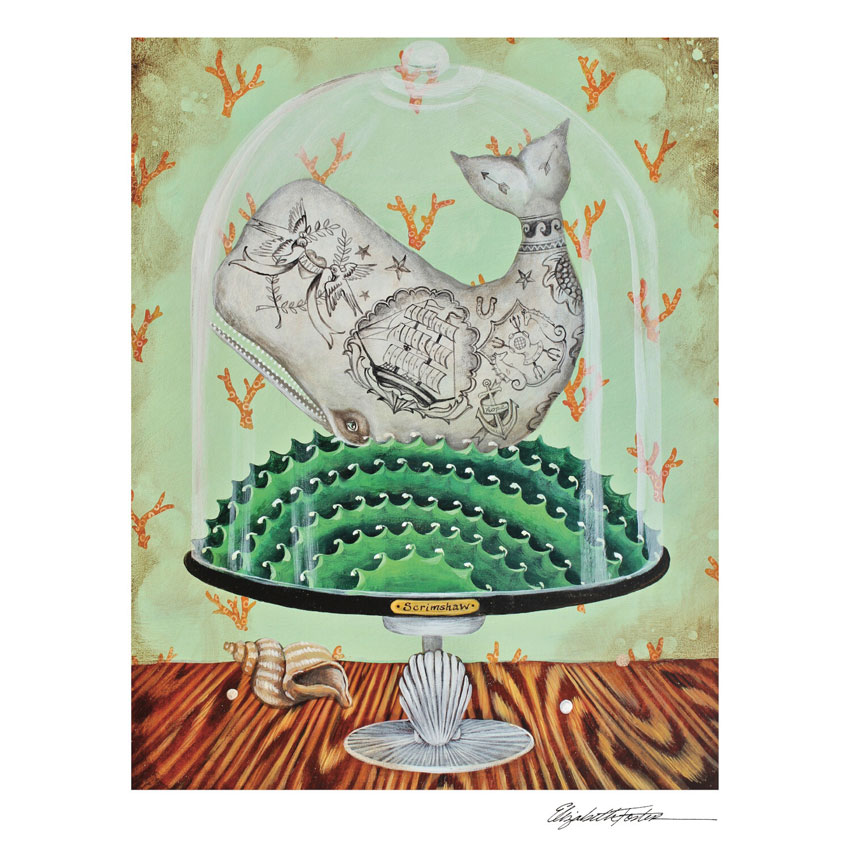 "SCRIMSHAW"- Art Print von Elizabeth Foster - liebenswerte und skurrile Kunst von Hester & Cook