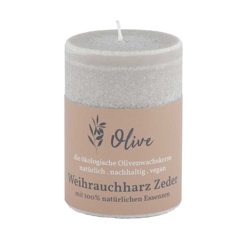 Weihrauchharz & Zeder / Olivenwachs Duftkerze mit 100% reinen Essenzen - von Schulthess Kerzen