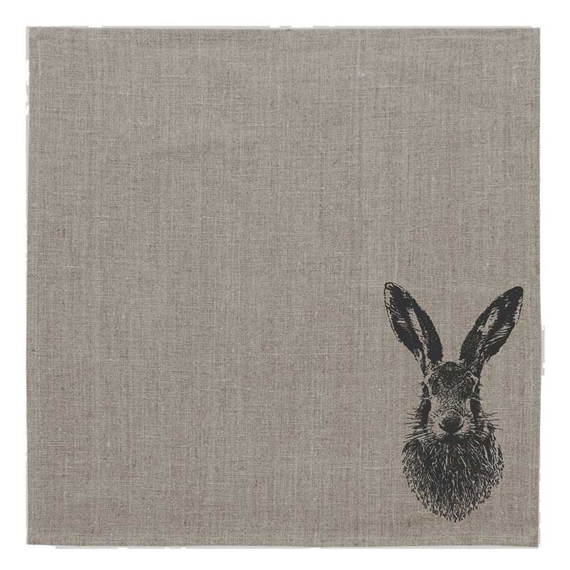 "Feldhase in anthrazit" - Serviette Leinen natur- von Frohstoff