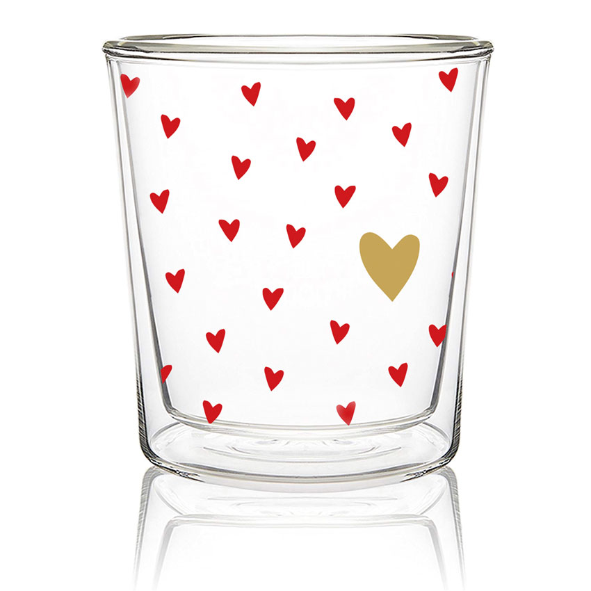 Little Hearts real Gold - Double wall Trend Glas von PPD 