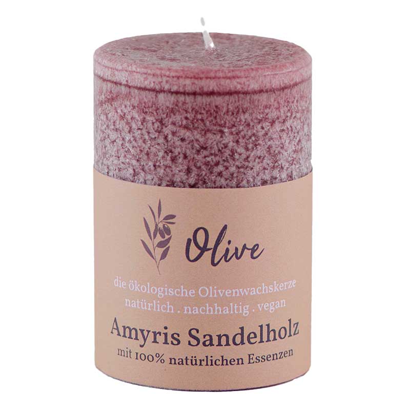 Amyris & Sandelholz / Olivenwachs Duftkerze mit 100% reinen Essenzen - von Schulthess Kerzen