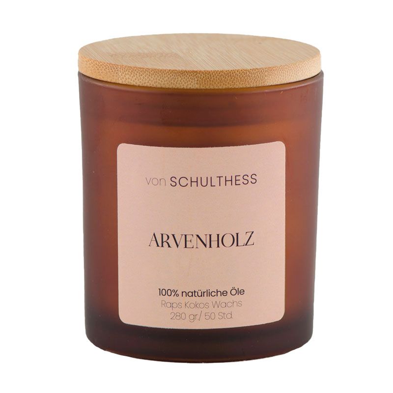 "Duft Arvenholz" in der edlen Glaskollektion von Schulthess Kerzen