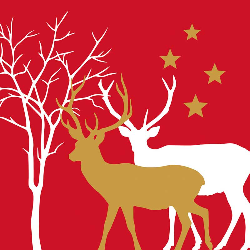 "Winter Deers red", große Papierservietten von PPD