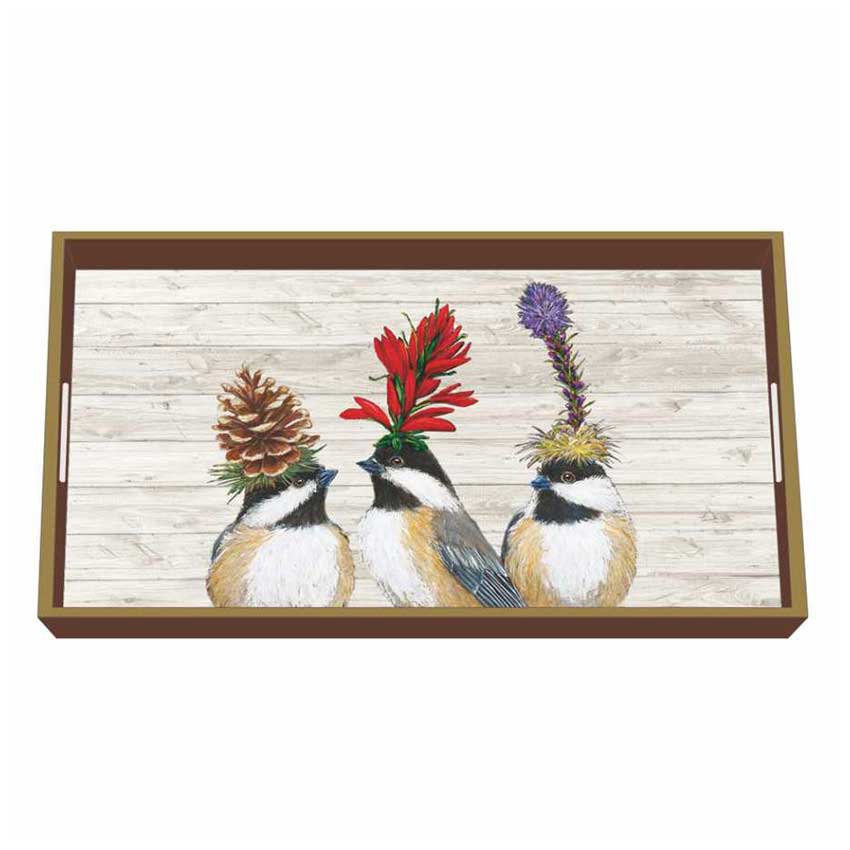 "The Chickadee Sisters" / Wooden Lacquer Tray - Tablett von PPD