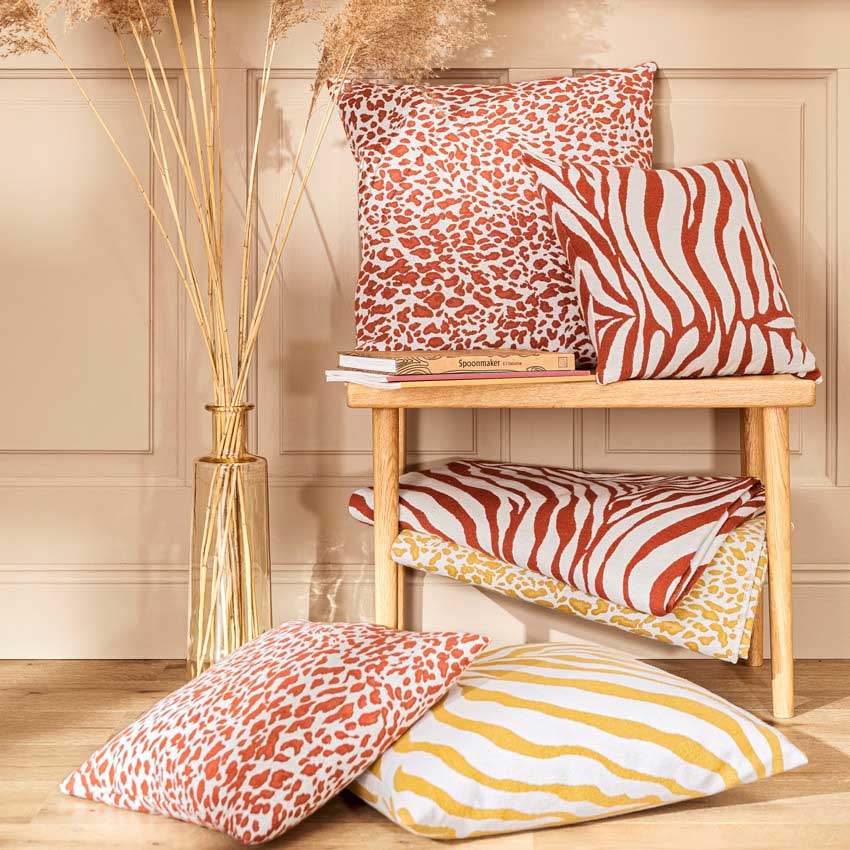Magma Kollektion Leopardo & Cebra – stilvolle Kissen mit Animal-Prints in warmen Naturtönen, moderne Safari-Optik für trendige Wohnräume und gemütliche Akzente im Interior Design.