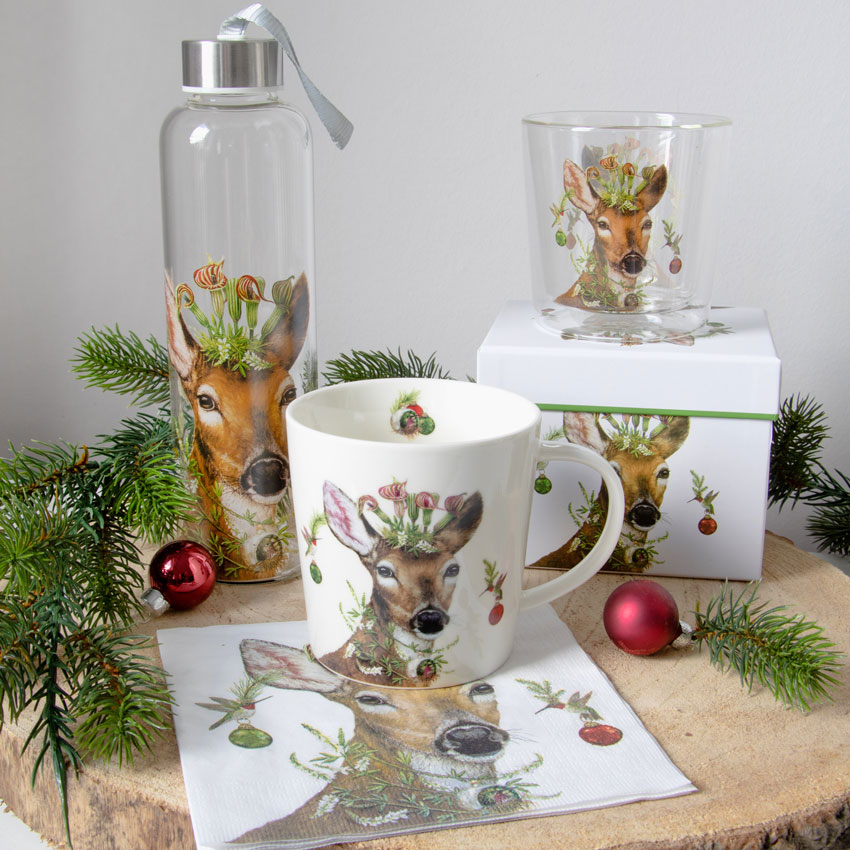 PPD Servietten „Christmas Princess“ mit winterlichem Rehmotiv und festlicher Dekoration – stimmungsvolles Design für die Weihnachtszeit und gemütliche Wintertage.