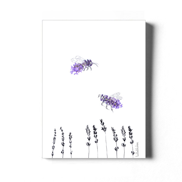 Grußkarte / Kunstkarte "Lavendelbienen" von Lütteblüten