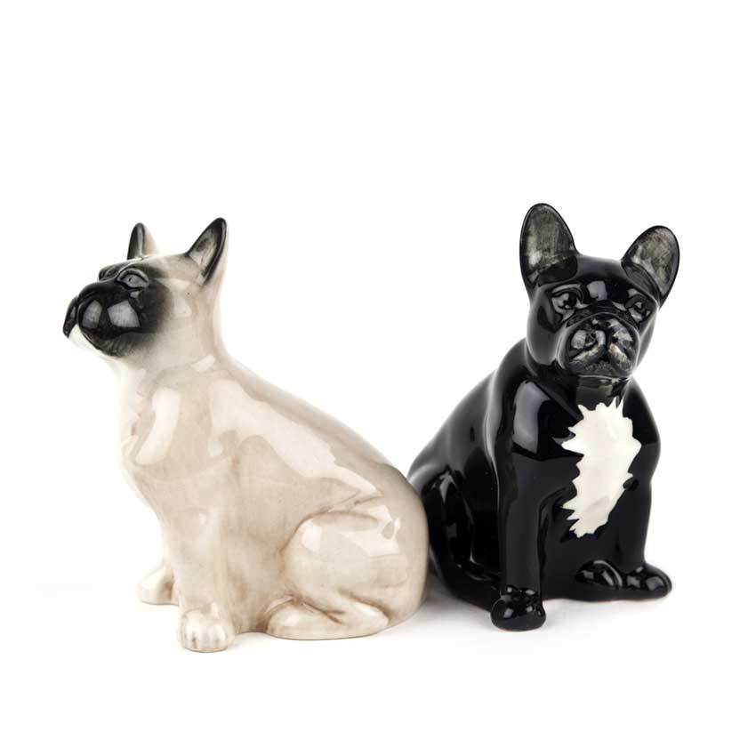 French Bulldog black / fawn - die Salz und Pfeffer Streuer von Quail Ceramics
